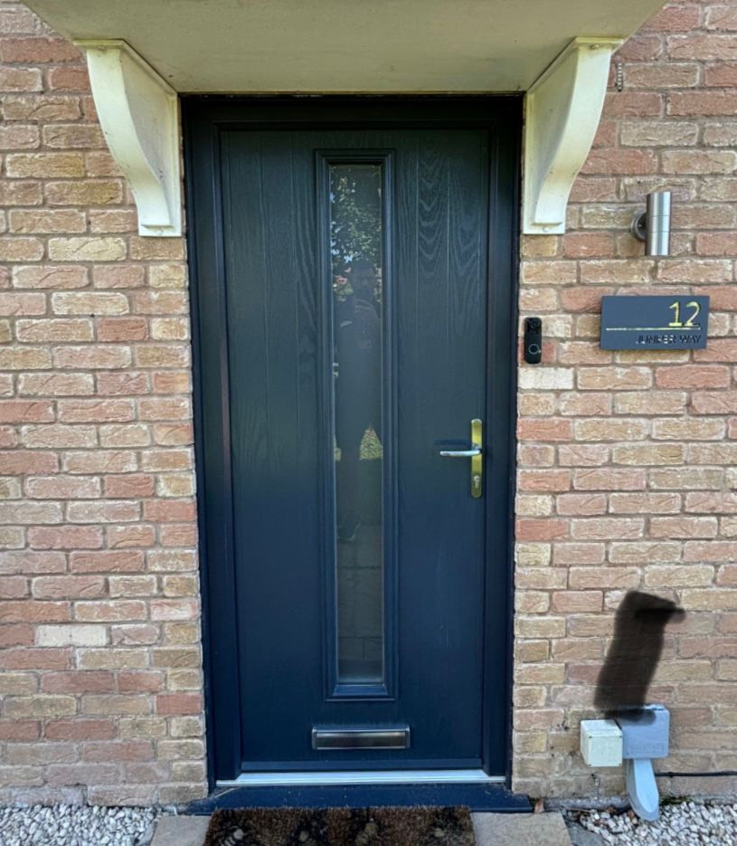 anthracite grey new composite door installed in lincoln 